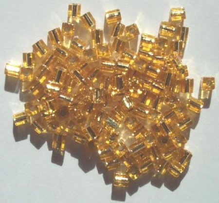 10 grams of 4x4mm Silver Lined Gold Miyuki Cubes