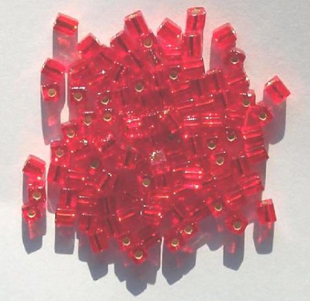 10 grams of 4x4mm Silver Lined Red Miyuki Cubes