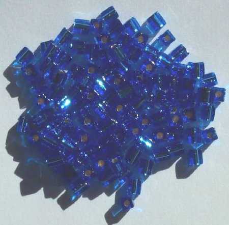 10 grams of 4x4mm Silver Lined Sapphire Miyuki Cubes
