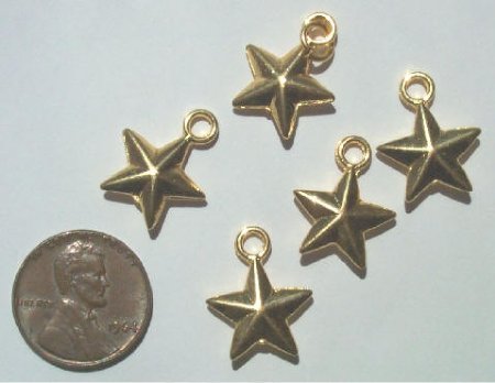 5 18mm Hollow Gold Plated Star Pendants