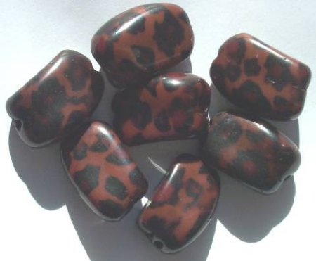 7 30x20mm Resin Brown Black Leopard Print Nuggets