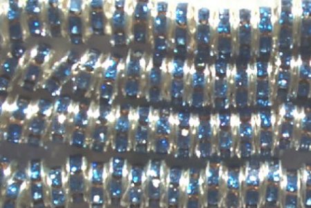 10 6mm Silver Rondelles with Light Sapphire Rhinestones