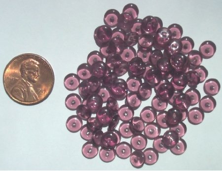 100 2x6mm Transparent Amethyst Rondelle Beads