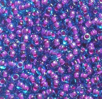 50g 6/0 Fuchsia Lined Aqua Seed Beads