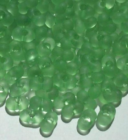 25 grams of 3x7mm Matte Green Farfalle Seed Beads