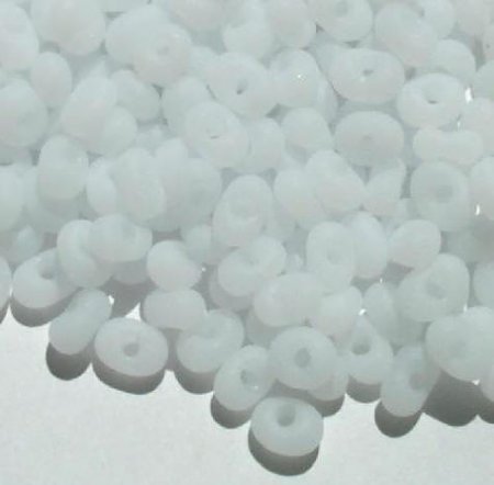 25 grams of 3x7mm Matte White Opal Farfalle Seed Beads