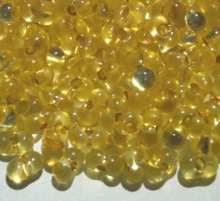25 grams of 3x7mm Silver Lined Yellow Farfalle Seed Beads