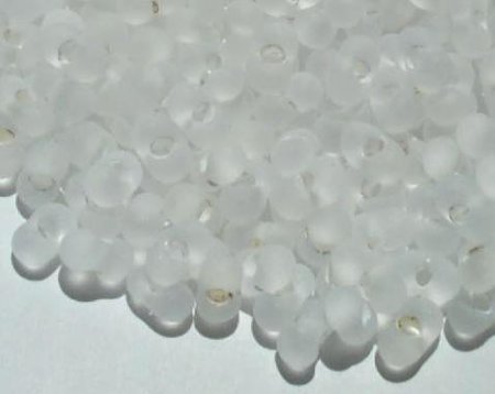 25 grams of 3x7mm White Lined Matte Crystal Farfalle Seed Beads