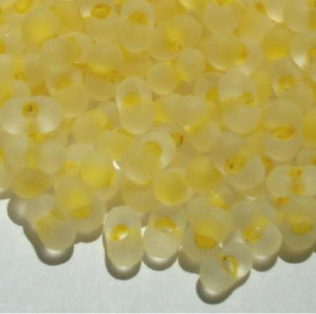 25 grams of 3x7mm Yellow Lined Matte Crystal Farfalle Seed Beads