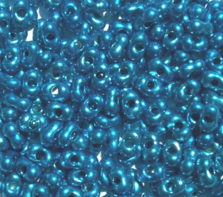 25 grams of 3x7mm Metallic Blue Farfalle Seed Beads