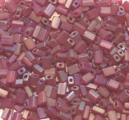 50g 5x4x2mm Transparent Matte Iris Red Tile Beads