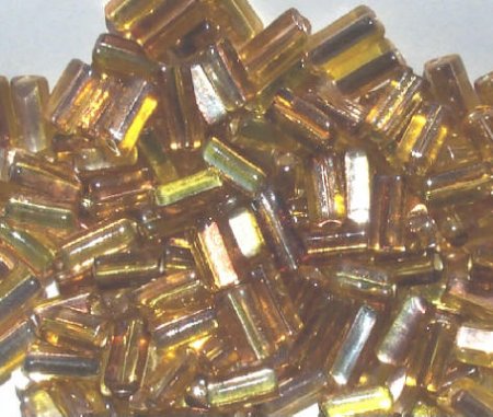 50g 10x5mm Silver Lined Crystal Yellow Smoke Topaz Triangles