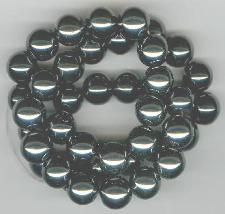 16 inch strand of 10mm Round Magnetic Hematite