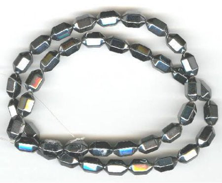16 inch strand of 10x6mm Hematite Round Ended Lanterns