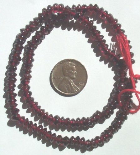 16 inch strand of 3x5mm Smooth Rondelle Garnet