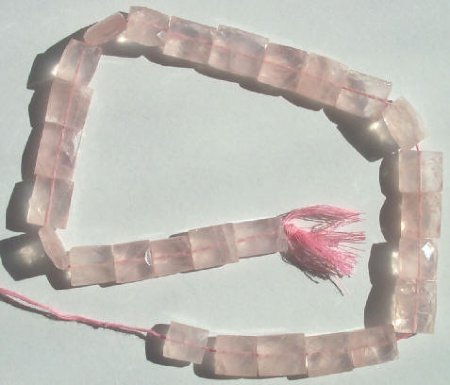 1 13x13mm Faceted Chiclet Rose Quartz