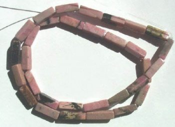 16 inch strand of 13x4mm Rectangular Rhodonite