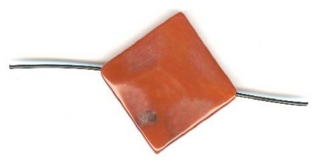 1 26x26mm Carnelian Diagonal Pinched Flat Square Bead