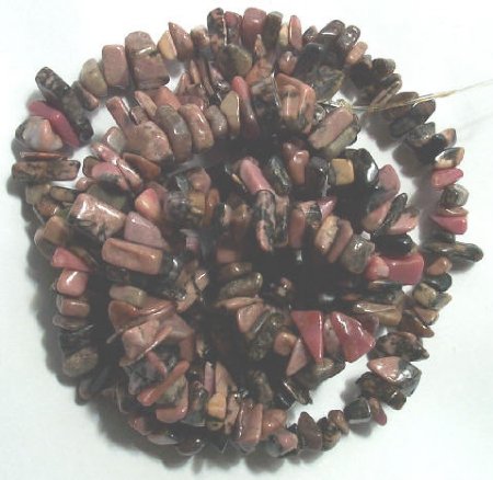 36 inch strand of Rhodonite Chips