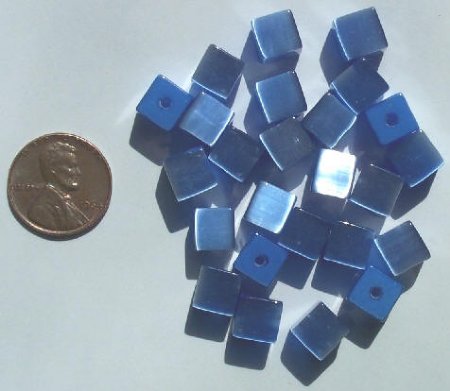 25 8mm Light Sapphire Fiber Optic Cubes