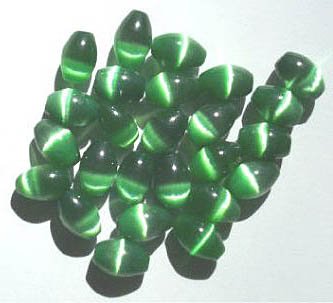 25 9x6mm Green Fiber Optic Ovals