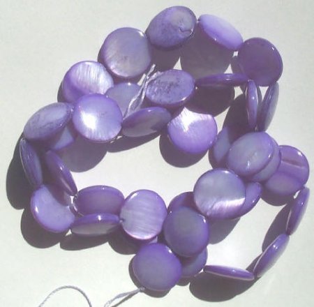 16 inch strand of 10mm Purple Mother of Pearl Disks