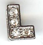 1 9mm Silver Slider with Rhinestones - Letter L