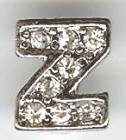 1 9mm Silver Slider with Rhinestones - Letter Z