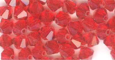 25 4mm Light Siam Swarovski Bicone Beads