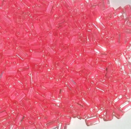 50g 5x4x2mm Hot Pink Lined Crystal Tile Beads