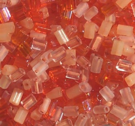 50g 5x4x2mm Orange Multi Mix Tile Beads