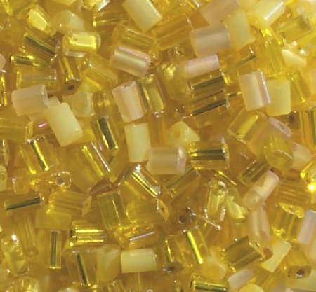 50g 5x4x2mm Yellow Multi Mix Tile Beads