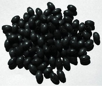 100 9x6mm Black Oval Wood Beads