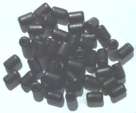 50 9x6mm Black Tubes (3mm hole) Wood Beads