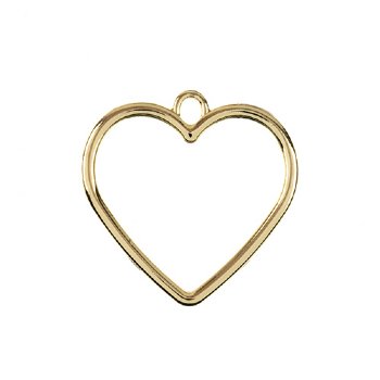 1, 25mm Beadwork Gold Plated Heart Pendant / Link