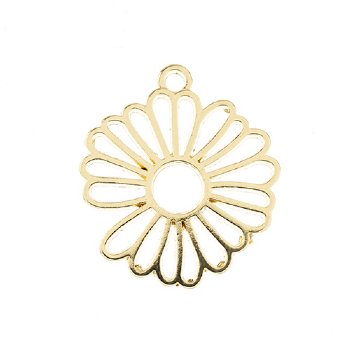 1, 28x25mm Beadwork Gold Plated Flower Pendant / Link