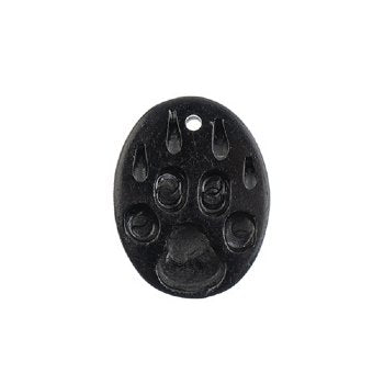 1, 32x25mm Carved Oval Black Bear Paw Worked on Bone Pendant
