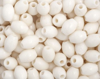 100 8x6mm White Oval Worked on Bone Beads