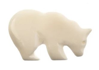 1, 22x36mm Carved White Bear Worked on Bone Pendant