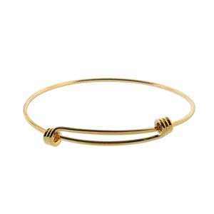 Expandable Bright Gold Wire Charm Bracelet
