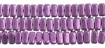 50 6x3mm Spring Crocus Saturated Metallic Two Hole Glass Brick Beads