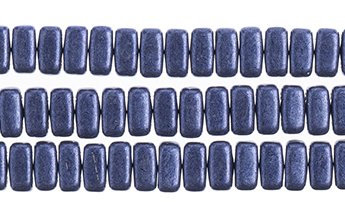50 6x3mm Ultra Violet Saturated Metallic Two Hole Glass Brick Beads