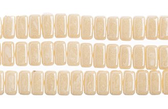 50 6x3mm Opaque Champagne Lustre Two Hole Glass Brick Beads