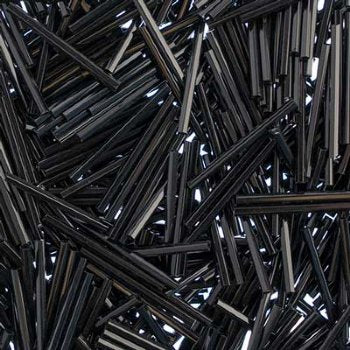 25 grams of 30mm Opaque Black Bugle Beads