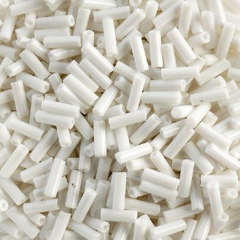 50 grams, #3 Opaque White Bugle Beads