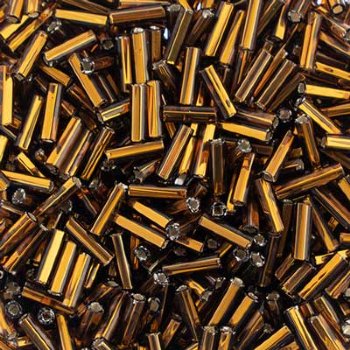 50g #3 Silverlined Brown Bugle Beads
