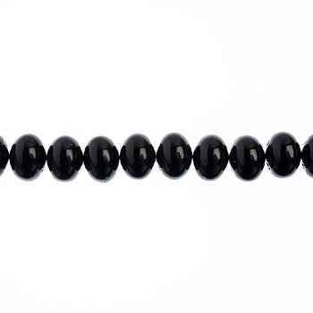 28, 6x8mm Black Candy Oval Glass Beads