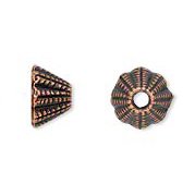 20 8x5mm Antique Copper Corrugated Bead Caps
