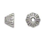 20 8x5mm Antique Silver Corrugated Bead Caps