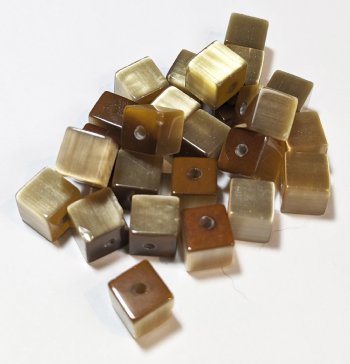 25 8mm Gold Fiber Optic / Cat Eye Cube Beads